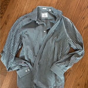 Todd Snyder Green and White Checkered Button-Up Shirt